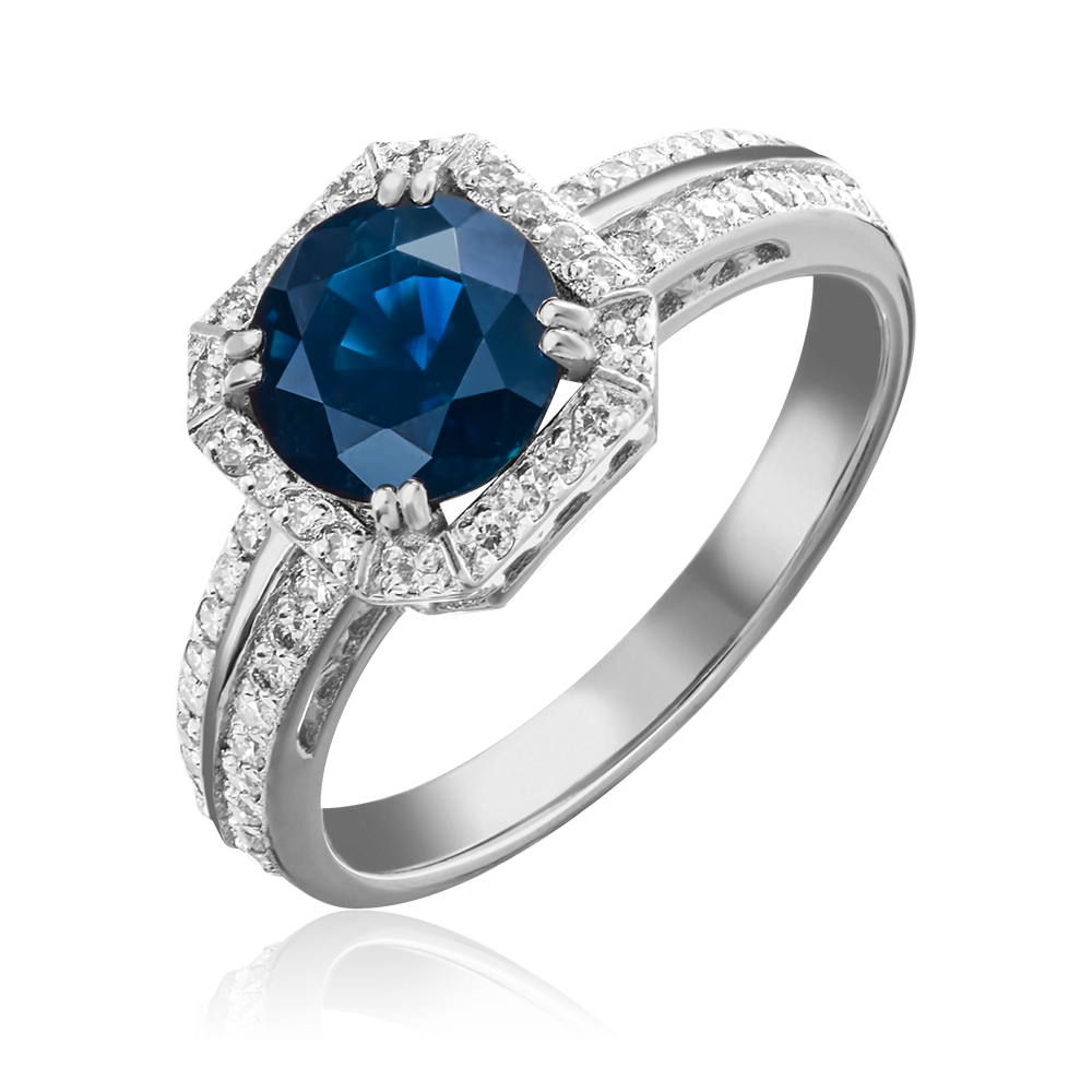 Кольцо из белого золота с сапфиром и бриллиантами 01-1440-00-105-1120-30