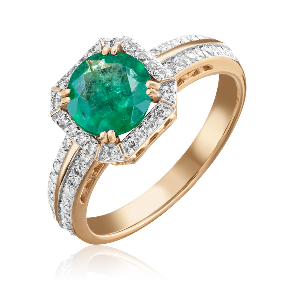 Кольцо из красного золота с изумрудом и бриллиантами 01-1439-00-106-1110-30