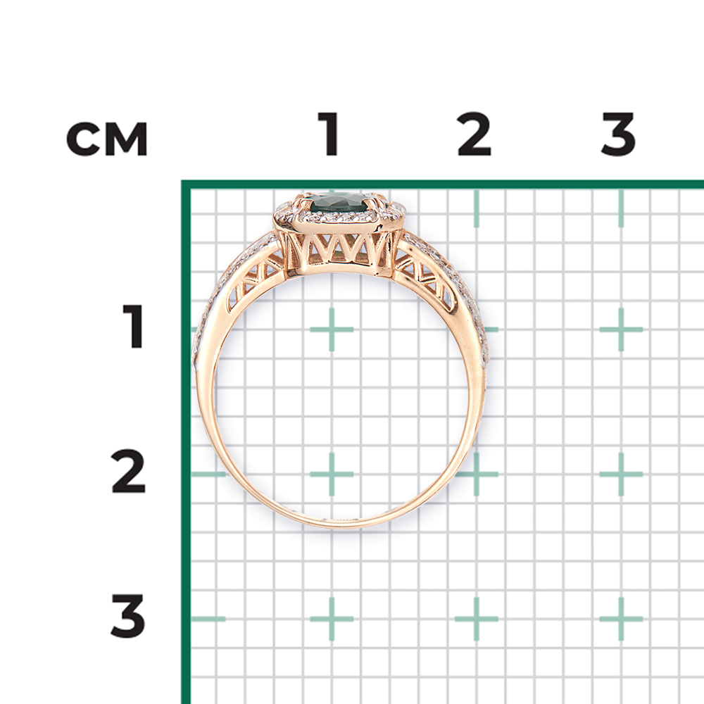 Кольцо из красного золота с изумрудом и бриллиантами 01-1439-00-106-1110-30