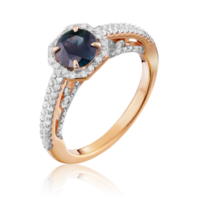 Кольцо из красного золота с сапфиром и бриллиантами 01-1441-00-105-1110-30