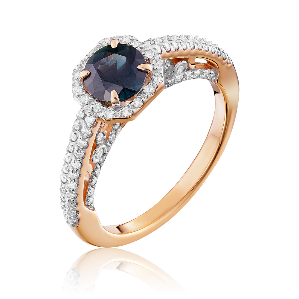 Кольцо из красного золота с сапфиром и бриллиантами 01-1441-00-105-1110-30