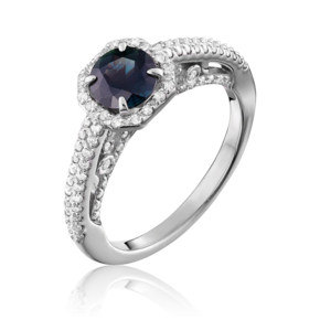 Кольцо из белого золота с сапфиром и бриллиантами 01-1442-00-105-1120-30