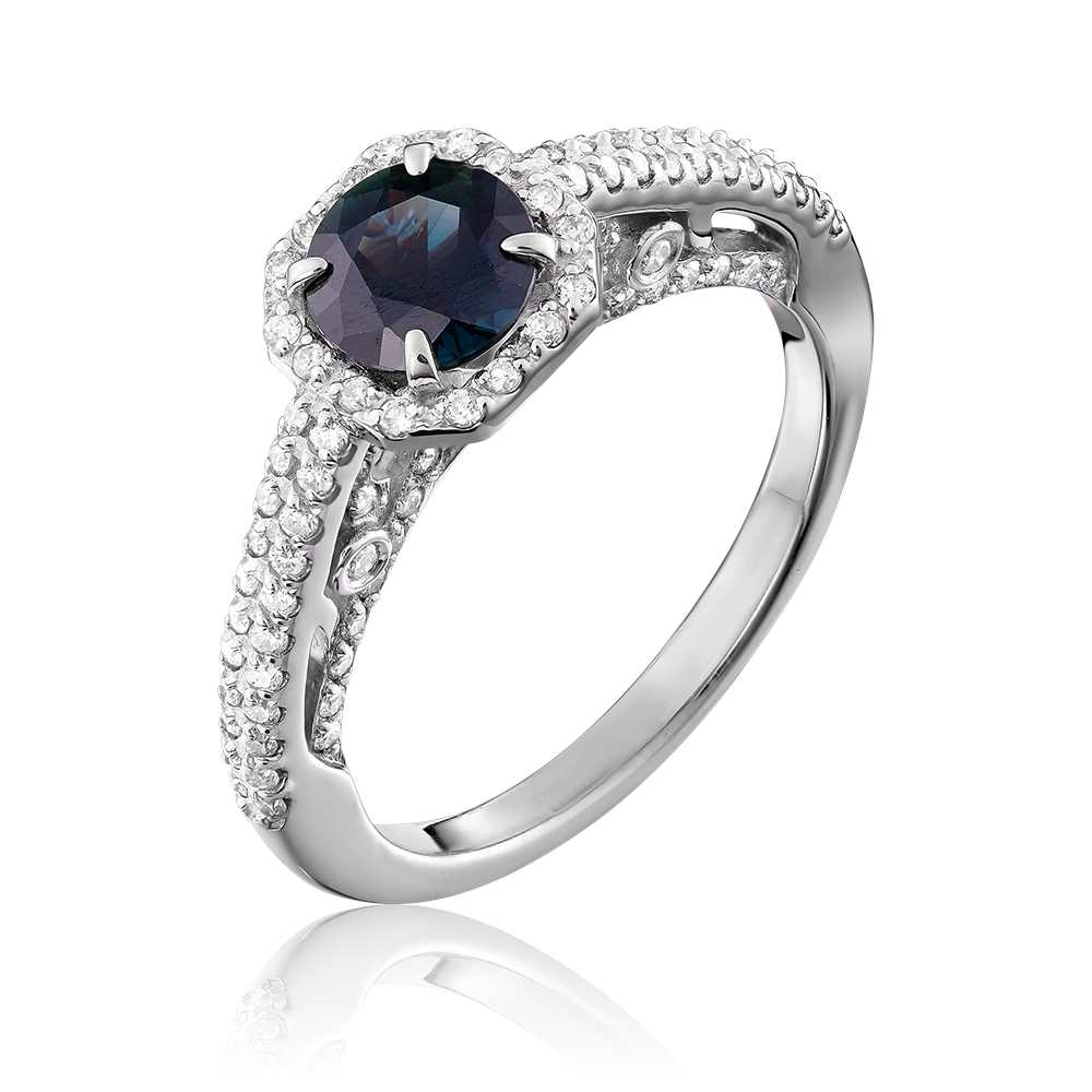 Кольцо из белого золота с сапфиром и бриллиантами 01-1442-00-105-1120-30