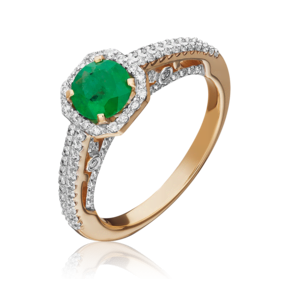 Кольцо из красного золота с изумрудом и бриллиантами 01-1441-00-106-1110-30