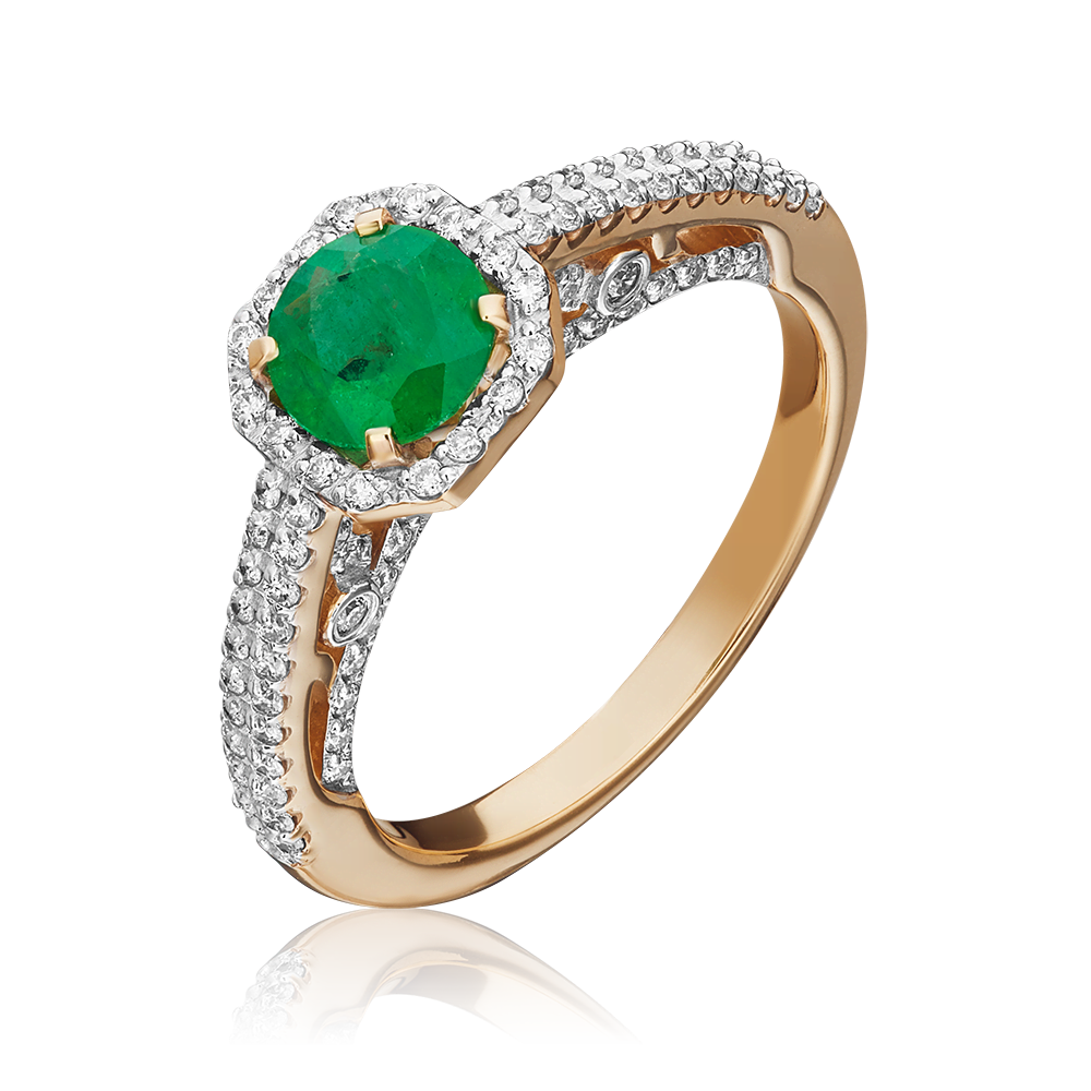 Кольцо из красного золота с изумрудом и бриллиантами 01-1441-00-106-1110-30