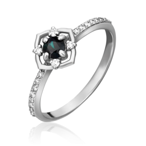 Кольцо из белого золота с сапфиром и бриллиантами 01-1444-00-105-1120-30