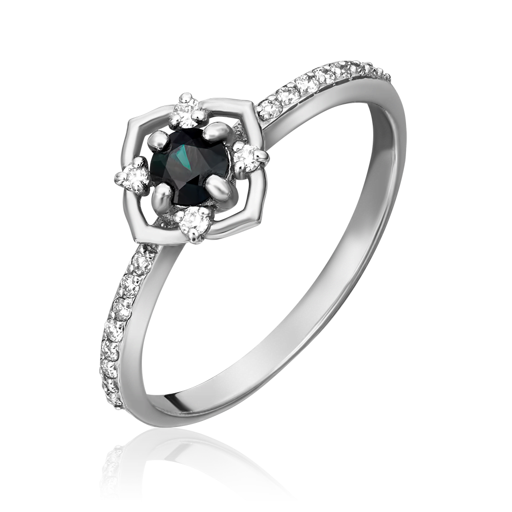 Кольцо из белого золота с сапфиром и бриллиантами 01-1444-00-105-1120-30