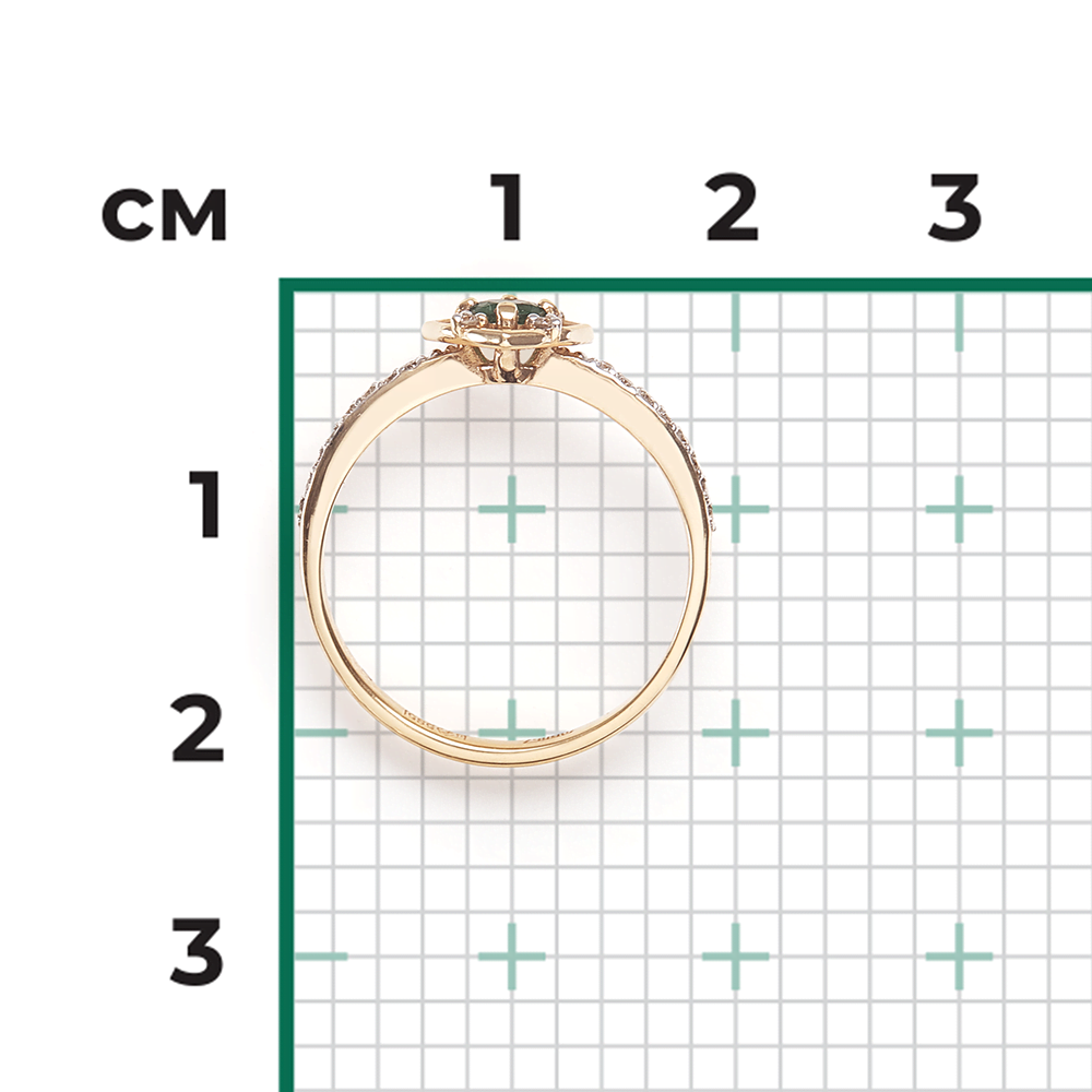 Кольцо из красного золота с изумрудом и бриллиантами 01-1443-00-106-1110-30