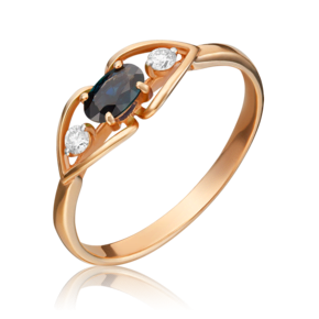 Кольцо из красного золота с сапфиром и бриллиантами 01-1445-00-105-1110-30