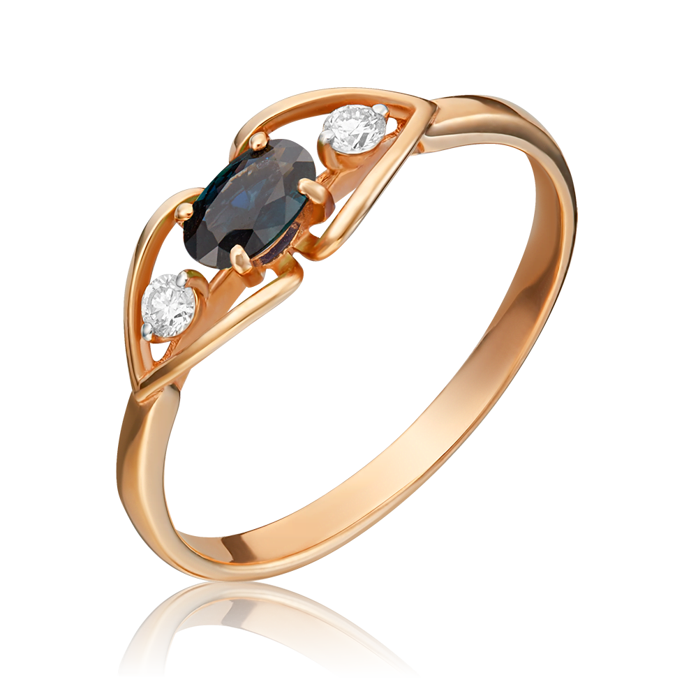 Кольцо из красного золота с сапфиром и бриллиантами 01-1445-00-105-1110-30