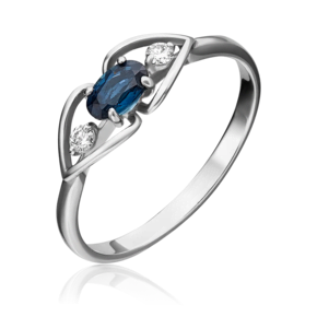 Кольцо из белого золота с сапфиром и бриллиантами 01-1446-00-105-1120-30