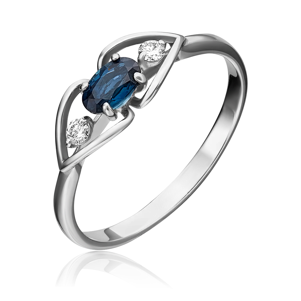 Кольцо из белого золота с сапфиром и бриллиантами 01-1446-00-105-1120-30