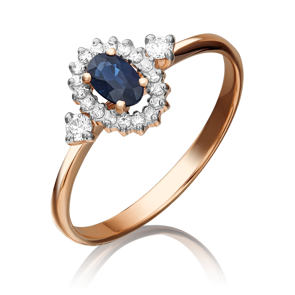 Кольцо из красного золота с сапфиром и бриллиантами 01-1447-00-105-1110-30