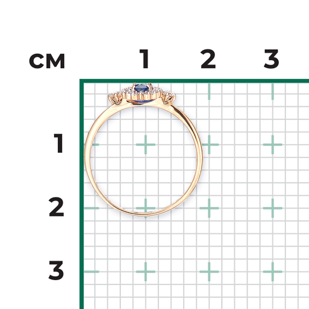 Кольцо из красного золота с сапфиром и бриллиантами 01-1447-00-105-1110-30