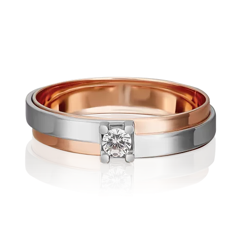 Помолвочное кольцо из комбинированного золота с фианитом 01-5443-00-401-1111-03