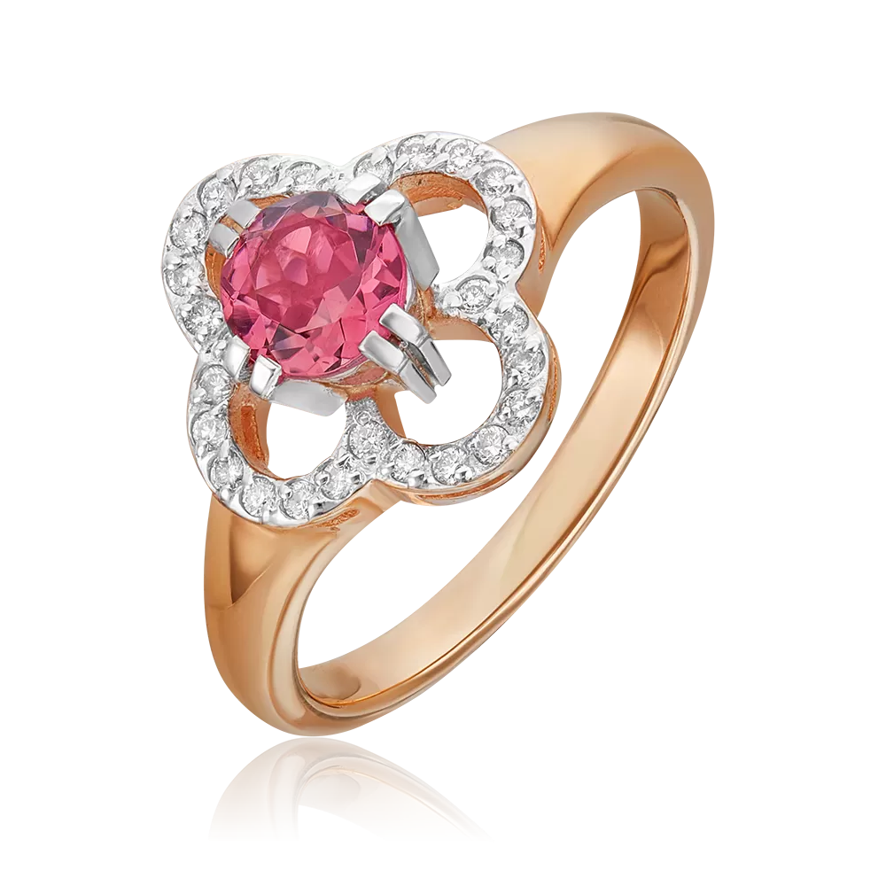 Кольцо из красного золота с турмалином и бриллиантами 01-0187-00-116-1110-30