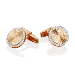Запонки из красного золота с фианитами и алмазной гранью 10-0033-00-401-1110-22