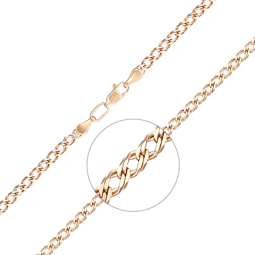 Браслет из красного золота с алмазной гранью (плетение «Двойной ромб») 22-0303-060-1110-17