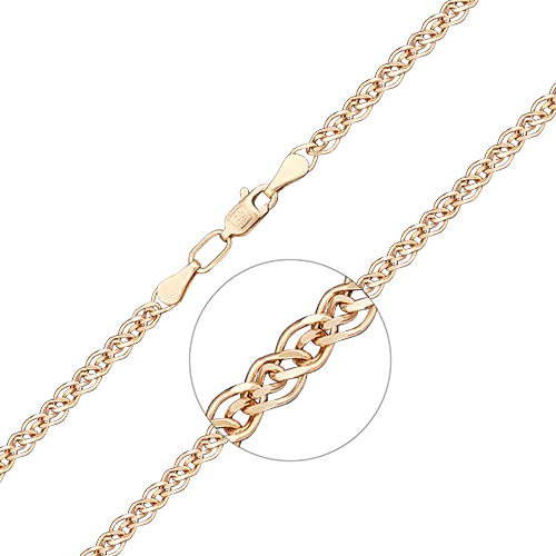 Браслет из красного золота с алмазной гранью (плетение «Нонна») 22-0503-060-1110-17