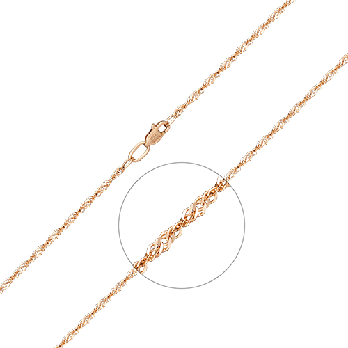 Браслет из красного золота с алмазной гранью (плетение «Сингапур») 22-0703-030-1110-17