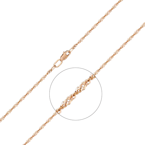 Браслет из красного золота с алмазной гранью (плетение «Сингапур») 22-0703-030-1110-17