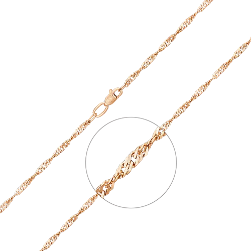 Браслет из красного золота с алмазной гранью (плетение «Сингапур») 22-0703-035-1110-17