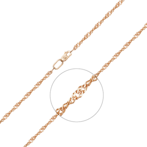 Браслет из красного золота с алмазной гранью (плетение «Сингапур») 22-0703-040-1110-17