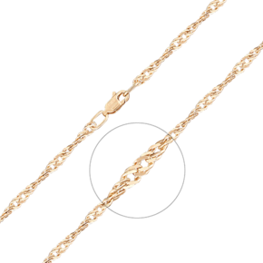 Браслет из красного золота с алмазной гранью (плетение «Сингапур») 22-0703-060-1110-17