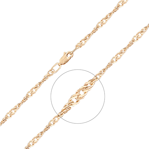 Браслет из красного золота с алмазной гранью (плетение «Сингапур») 22-0703-060-1110-17