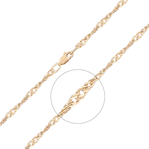 Браслет из красного золота с алмазной гранью (плетение «Сингапур») 22-0703-060-1110-17