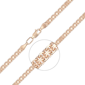 Браслет из красного золота с алмазной гранью (плетение «Бисмарк двойной якорь») 22-2003-100-1110-17