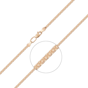 Браслет из красного золота с алмазной гранью (плетение «Бисмарк двойной якорь») 22-2003-040-1110-17