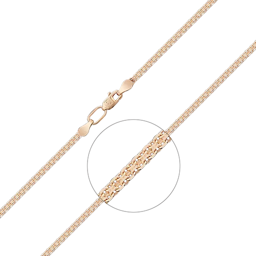 Браслет из красного золота с алмазной гранью (плетение «Бисмарк двойной якорь») 22-2003-040-1110-17