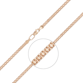 Браслет из красного золота с алмазной гранью (плетение «Бисмарк двойной якорь») 22-2003-050-1110-17