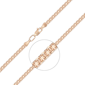 Браслет из красного золота с алмазной гранью (плетение «Бисмарк двойной якорь») 22-2003-060-1110-17