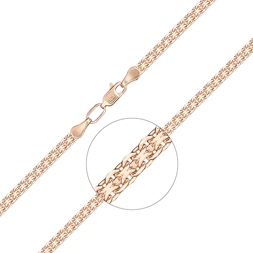 Браслет из красного золота с алмазной гранью (плетение «Бисмарк двойной якорь») 22-2003-060-1110-17