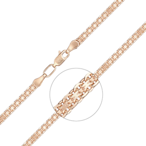 Браслет из красного золота с алмазной гранью (плетение «Бисмарк двойной якорь») 22-2003-080-1110-17