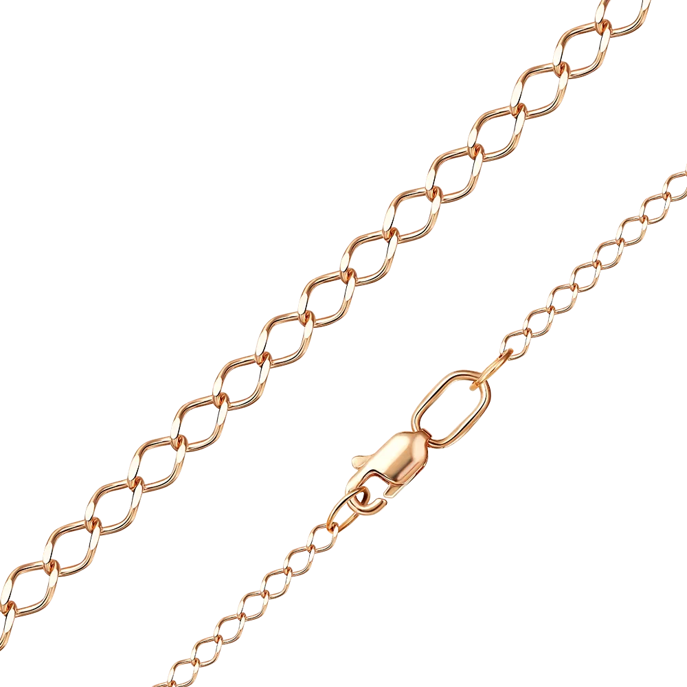 Цепь из красного золота с алмазной гранью (плетение «Ромб») 21-0203-040-1110-17