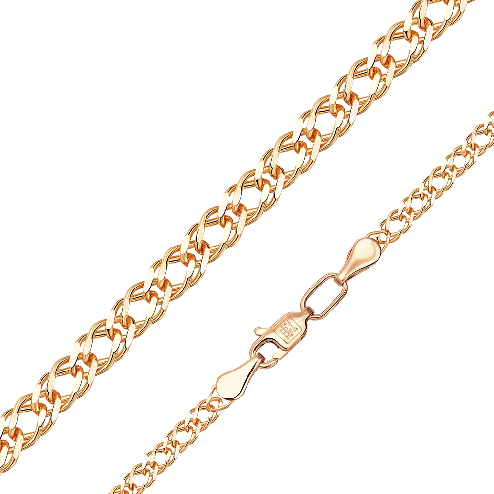 Цепь из красного золота с алмазной гранью (плетение «Двойной ромб») 21-0303-045-1110-17