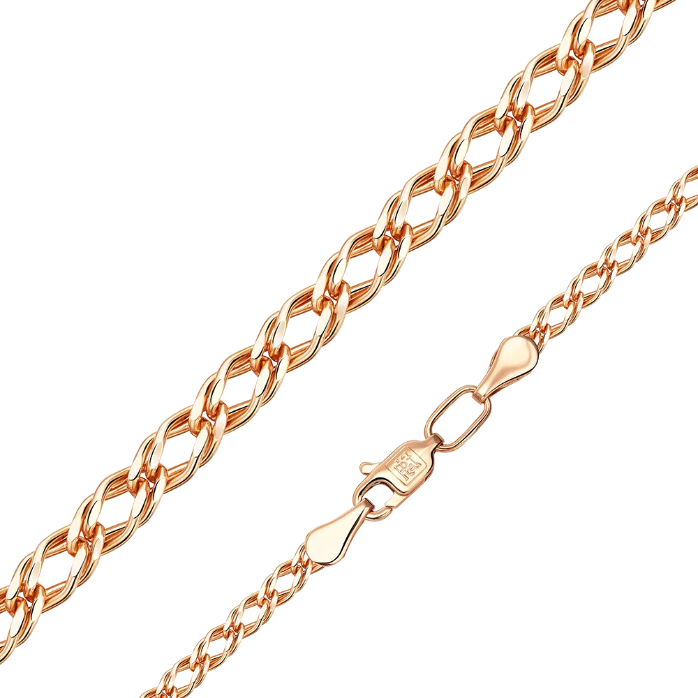 Цепь из красного золота с алмазной гранью (плетение «Двойной ромб») 21-0303-050-1110-17