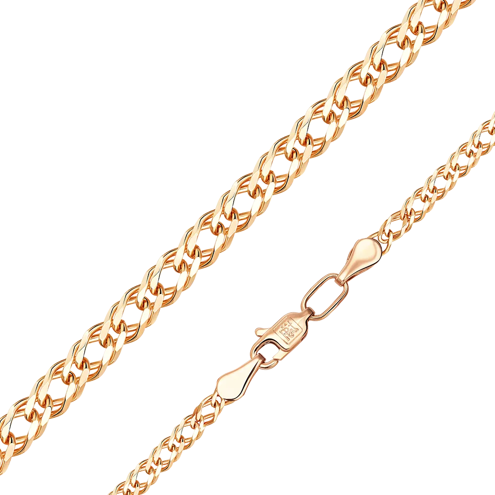 Цепь из красного золота с алмазной гранью (плетение «Двойной ромб») 21-0303-060-1110-17