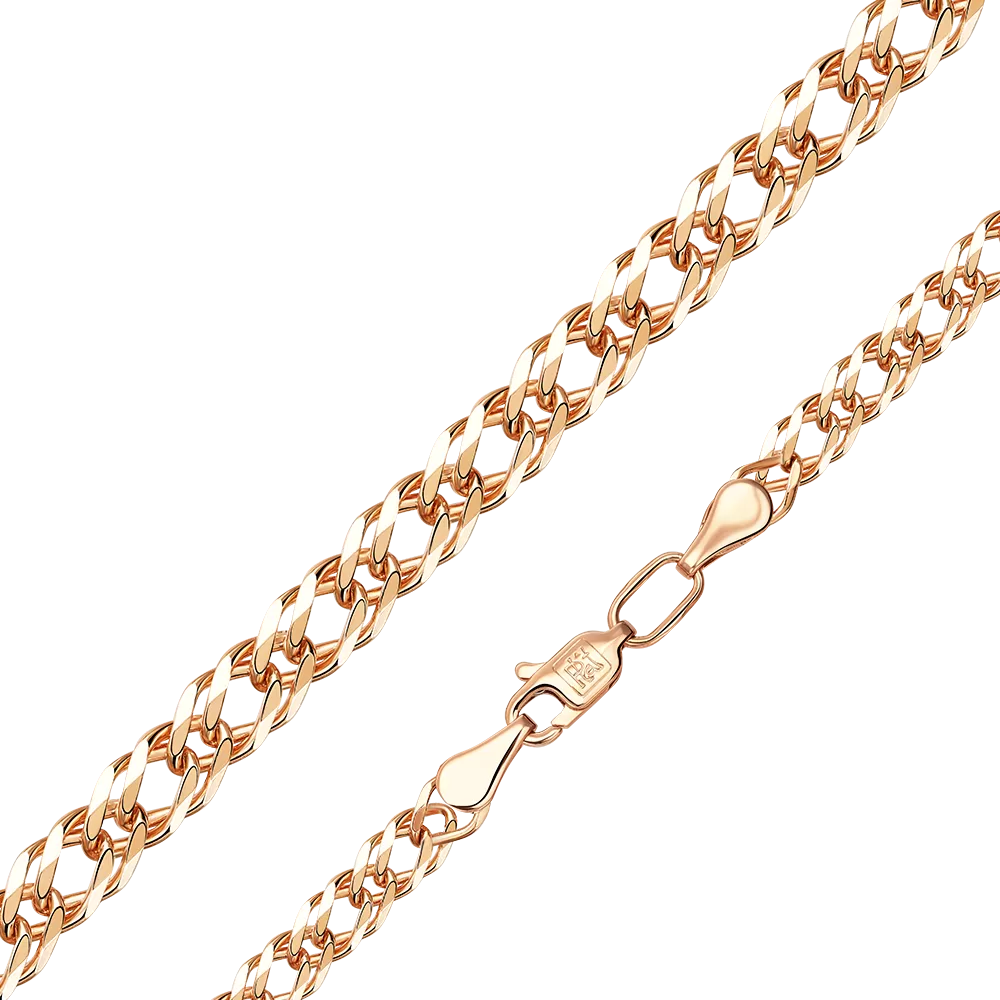 Цепь из красного золота с алмазной гранью (плетение «Двойной ромб») 21-0303-080-1110-17