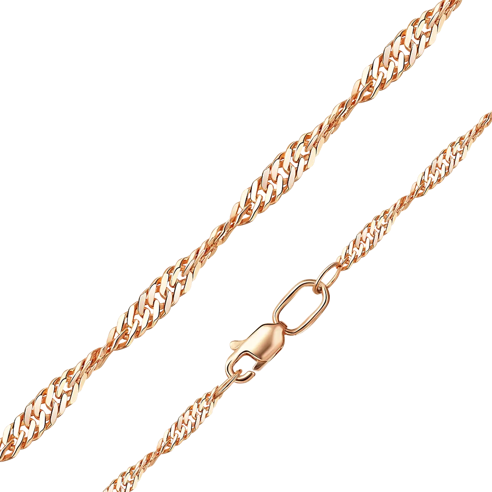 Цепь из красного золота с алмазной гранью (плетение «Сингапур») 21-0703-040-1110-17