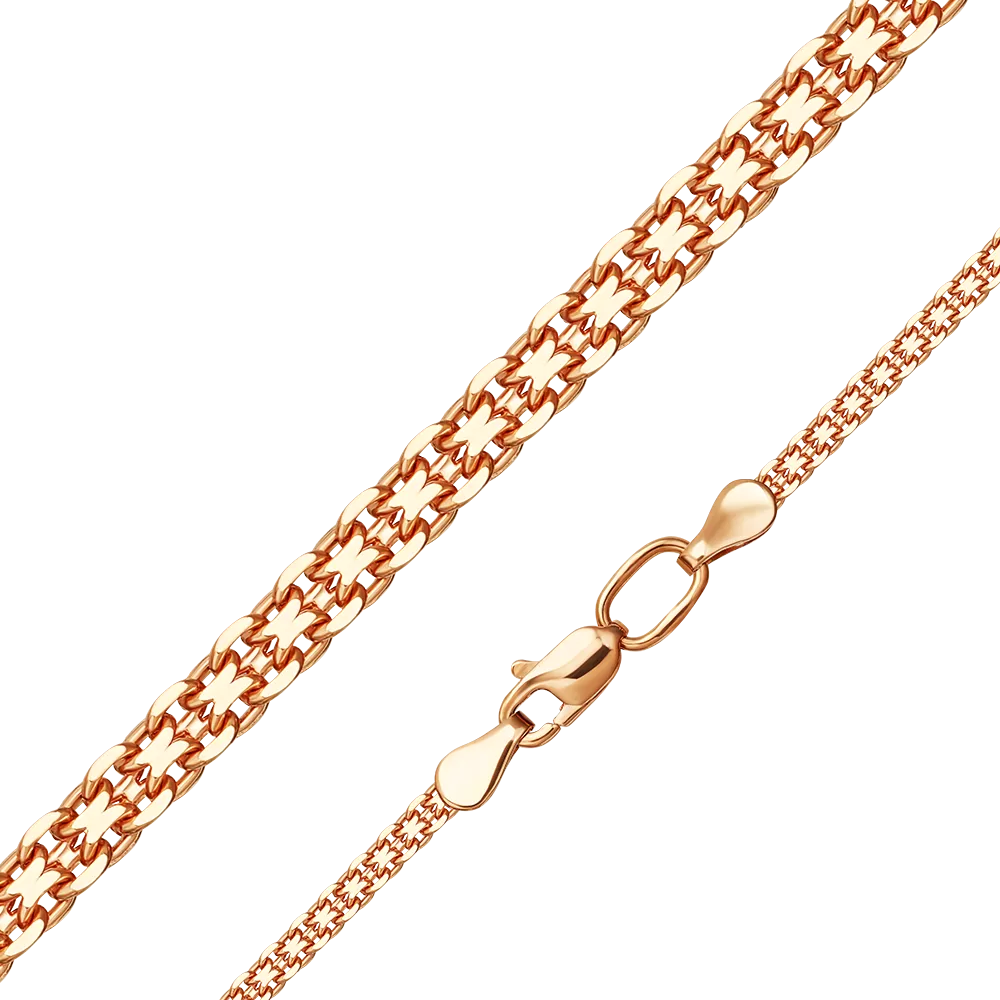 Цепь из красного золота с алмазной гранью (плетение «Бисмарк двойной якорь») 21-2003-040-1110-17