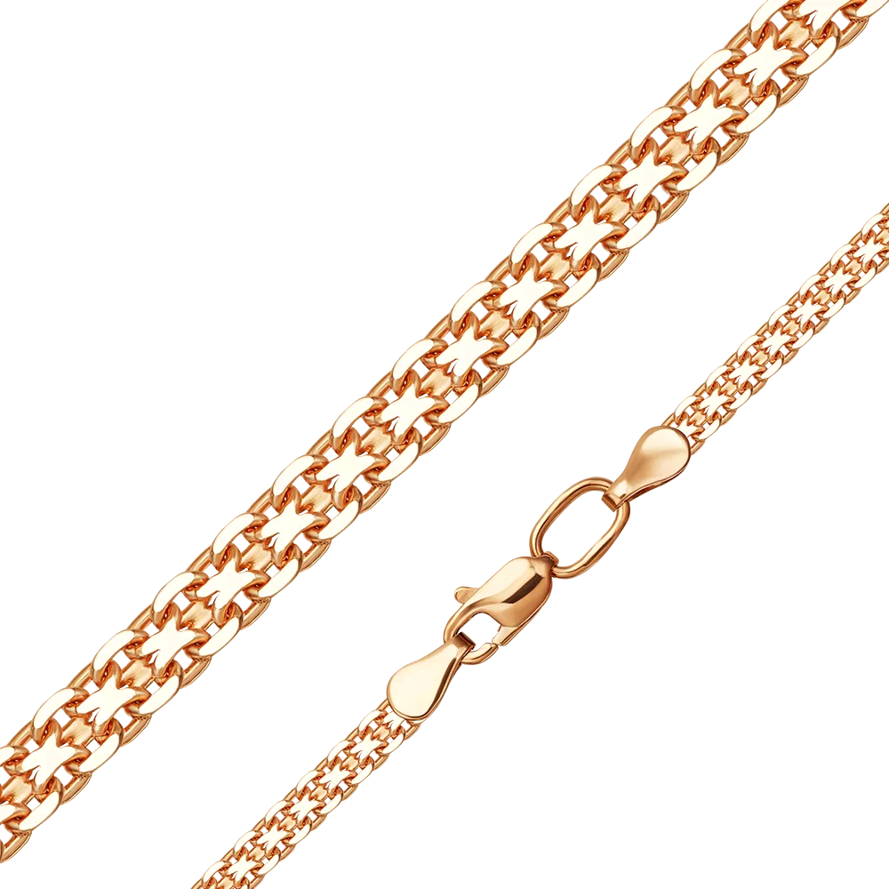 Цепь из красного золота с алмазной гранью (плетение «Бисмарк двойной якорь») 21-2003-050-1110-17