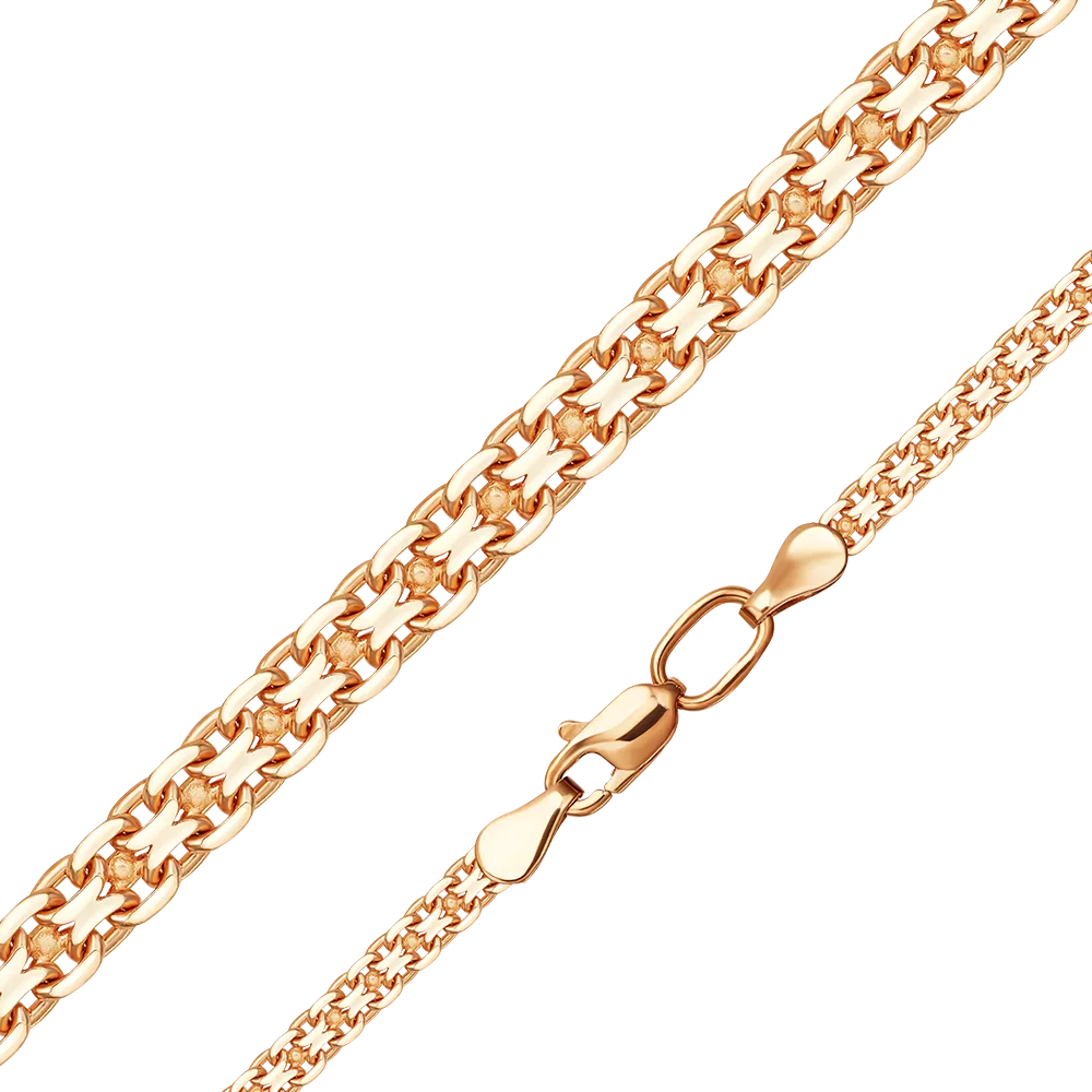 Цепь из красного золота с алмазной гранью (плетение «Бисмарк двойной якорь») 21-2003-060-1110-17