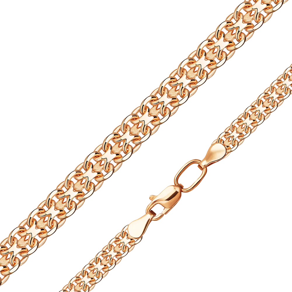 Цепь из красного золота с алмазной гранью (плетение «Бисмарк двойной якорь») 21-2003-080-1110-17