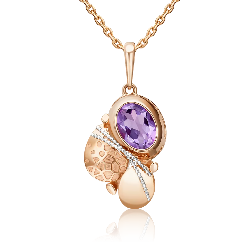 Подвеска из комбинированного золота с аметистом 03-2743-00-203-1111-57