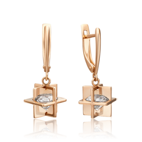 Серьги с английским замком из красного золота с фианитом 02-4464-00-501-1110-67