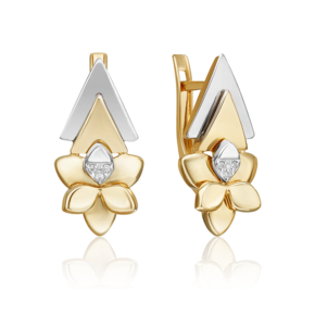 Серьги с английским замком из комбинированного золота с бриллиантами 02-4997-00-101-1121